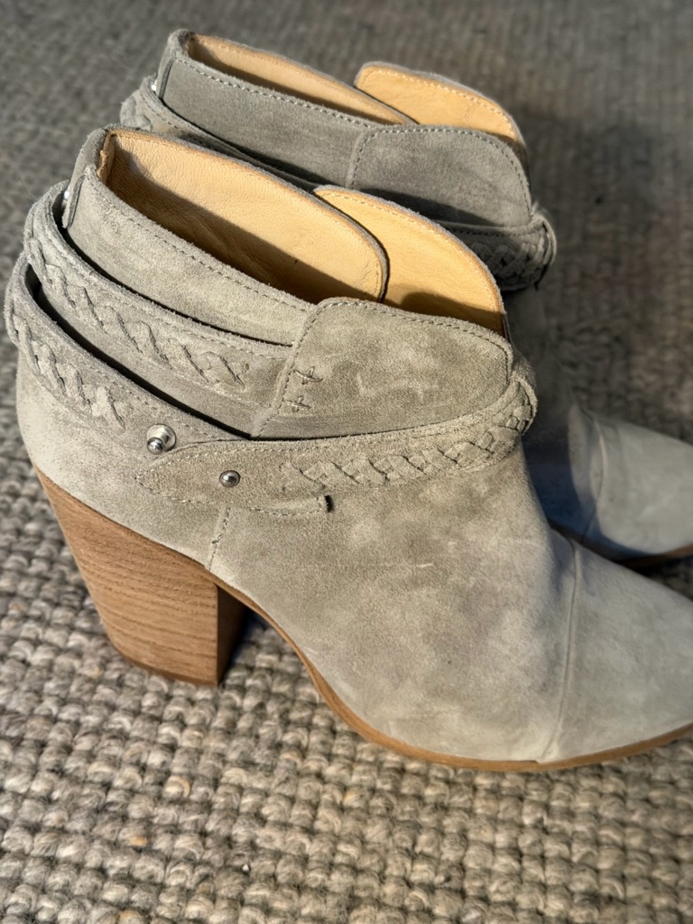 Rag & Bone Suede Block Heel Ankle Bootie in Gray - Women's